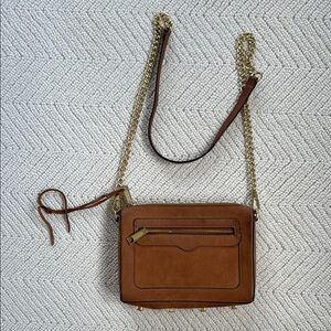 Rebecca Minkoff Brown Leather Crossbody Bag with Gold Details